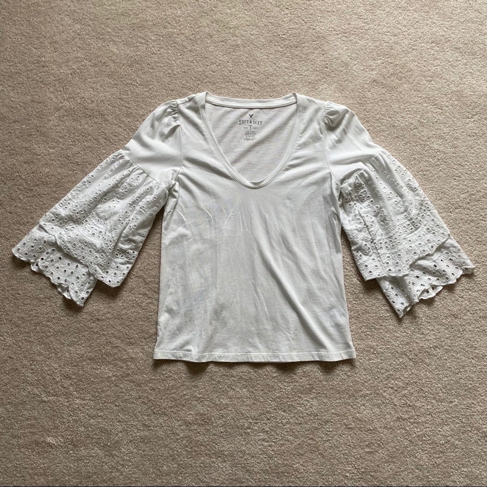 American Eagle Soft & Sexy Top w/ Flounce Sleeves